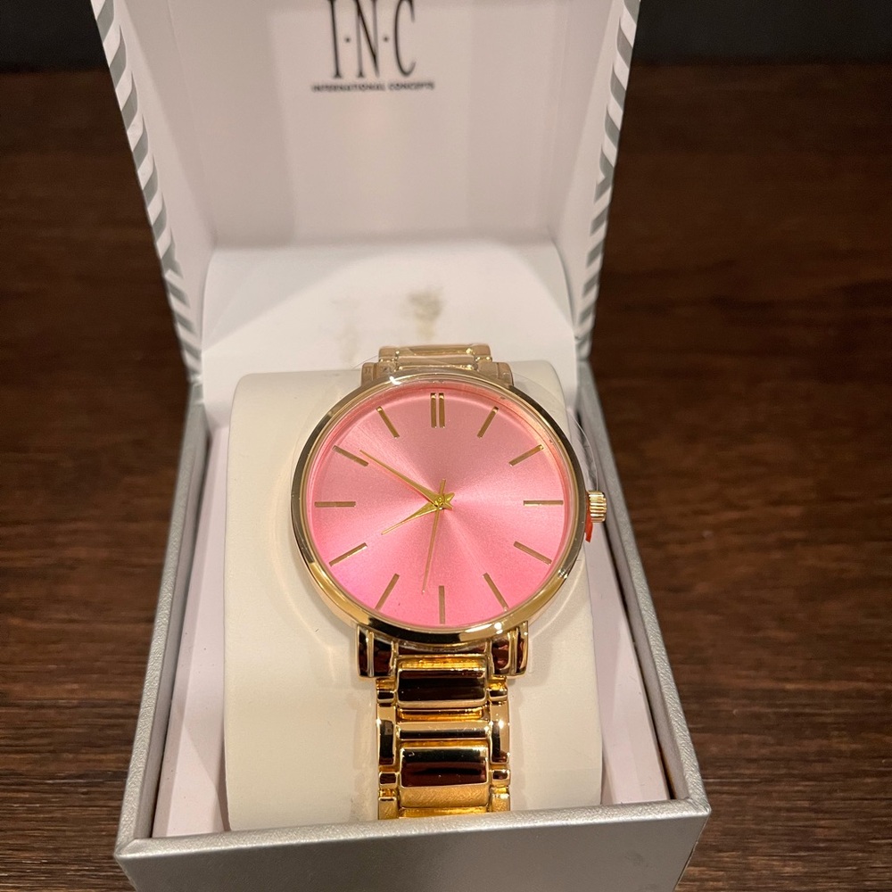 INC International Concepts Pink and Gold Fashion Watch